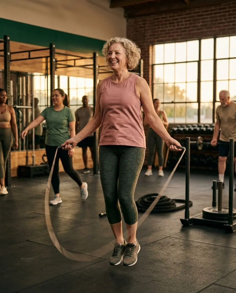 Jump rope conditioning during a group class